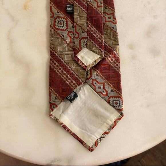 Vintage Sears “The Mens Store” Clip Tie red gold gray black - Picture 8 of 8